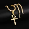 Ketten 24 Zoll Männer Frauen Hip Hop Klassische Kreuz Anhänger Halskette mit Cuban Link Tennis Kette Iced Out Bling Halsketten HipHop Schmuck