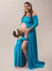 Bomull Familj Matchning Kläder Maxi Gown Maternity Fotografi Props Graviditet Kvinnor Tjej Klänningar Mor och Dotter Klänning 2020 Y0924