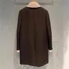 Women's Wool & Blends Miu Autumn And Winter Single-breasted Stitching Sleeve Woolen Coat Beaded Ladies Style Women Bery22