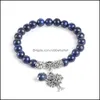 Perles, Brins Bracelets Bijoux Chakra Pierre Naturelle Lapis Lazi Arbre De Vie Bracelet Mala Perles Reiki Guérison Méditation Énergie Bracelets D