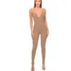 Ribbed Casual Rompers Women Slim Jumpsuits Sexy Low Chest Sling Backless Fitness Playsuits Ladies knit Bodycon Jumpsuits Summer 210507
