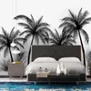 Personnel Photo Fond d'écran 3D Noir et blanc Noix de coco-Terres Mural Salon Salon Chambre à coucher Décor Imperméable