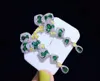 Emerald Green Wedding Earrings Natural Diamond Earrings Set Luxury Set Dinner Style Earrings for women Fashion Diamond Wedding Bridal Jewelry