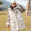 Abrigos largos de piel cálida de invierno para mujer, abrigos de lana elegantes informales sueltos, chaqueta sólida para mujer, moda coreana, prendas de vestir de manga larga 211218