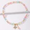 S2491 Mode Smycken Transparent Färgglada Beaded Halsband Rhinstone Butterfly Pendant Choker Halsband