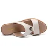 Тапочки Oukahui лето открытый носок женские сандалии обувь натуральная кожа элегантный плоский низкий каблук флип флоп женщин слайды 42