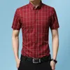 Camicie eleganti da lavoro alla moda Camicia a quadri Camicia estiva da uomo a maniche corte Colletto rovesciato Camicie a scacchi da uomo Camicetta