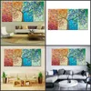 Four Seasons Tree Wall Canvas Art Dekoration Bild Skriv ut Familj Vardagsrum Oljemålning Ingen ram Mama Dad Qylhza Garden2010 660 R2