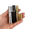 10ml Gold Glass Perfume Refillable Bottle Spray Automizer Black Test Vials Empty Silver Cosmetic Packaging Containers 50pieces