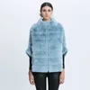 Gerçek Kürk Ceket Rex Tavşan Kürk Ceketler Bayanlar Tavşan Kürk Kadın Kış Sıcak kadın Giyim Vintage Fermuar 210816