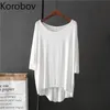 Korobov nouveauté O cou à manches courtes femmes t-shirts coréen décontracté grande taille femme t-shirt été t-shirts hauts 2a386 210324