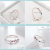 Cluster Rings Jewelry Opal Stone Colorful Cubic Zircon Ring For Women Rose Gold Color Unique Design Drop Delivery Zwlkg