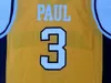 # 3 Maglia da basket universitaria PAUL di alta qualità nera bianca Wake Forest per maglie scolastiche da uomo All Stitched