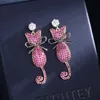 Carino orecchini gatto micro pavimentazione zirconia zirconia gioielli di marca di lusso 2021 tendenza festa di nozze orecchini da sposa gioielli di dichiarazione
