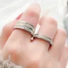 Semplice anello coppia in acciaio al titanio in oro rosa per donna Fashion Single Row Zircon Finger Jewelry Girls Temperament Rings