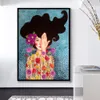 Abstract Flowers Girl Hair Art Art Malowanie Ptak Ptak Nordic Plakat Sztuka grafiki ścienne zdjęcia do salonu Vintage Unframed1708949