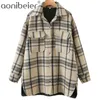 여성 코트 체크 무늬 가을 봄 재킷 여성 윈드 브레이커 outwear 야외 슬림 맞는 자켓 레이디 캐주얼 의류 210604