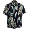 Leaf Shirts Homens Imprimir Manga Curta Casual Aloha Camisa Mens Beach Holiday Hawaiian Camisas Verão Brand Cozy Flor Camisa 210524