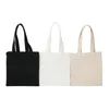 DIY Blank White Canvas Storage Bag Eco Reusable Foldable Shopping Bags Cuctom Black Beige Handbag