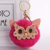 Joli pompon porte-clés bijoux 10 Styles Animal hibou porte-clés créatif lapin boule de fourrure Kerfobs femmes porte-clés sac pendentif cadeaux