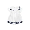 Pureborn Toddler Baby Baby Girl Sailor Robe Bowknot Sailor Collier Summer Coton Cotton Beach Holiday Baby Girl Vêtements Q0716