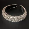 Handgemaakte barokke tiara hoofdband luxe volledige diamante kristal gewatteerde haarbanden voor vrouwen bruiloft haaraccessoires