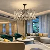 Modern Luxury Black Led Crystal Chandelier Pendant Lamps for Villas Living room decoration Bedroom Dining Room Round Crystal lighting Art Design Light