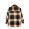 Vintage Kobiety Z Długim Rękawem Woolen Płaszcze Moda Damska Gruba Plaid Płaszcz Kobiet Streetwear Eleganckie dziewczyny Oversize Kurtka Chic 210607