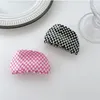 Färgglada Checkerboard Hairpin Acetate Hair Clamps Semikircle Hair Claw Clip för Kvinnor Hårtillbehör