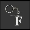 Keychains Aessories Drop Delivery 2021 Trusta Women/Mens 패션 스테인레스 스틸 레터 A B C D E F G H I J K L JEWLIRY 체인 키 링 숯