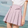 Skirts KUOSE 2021 Style Plaid Women's High Waisted Pleated Solid Mini Shorts Skate Short Skirt