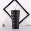 더블 레이어 304 스테인레스 스틸 텀블러 그라디언트 컬러 마름기 밀짚 컵 진공 휴대용 커피 잔 520ml 절연 보온병 컵