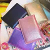 Bolsas de almacenamiento Lanzon Láser Holograma Pasaporte Cubiertas Accesorios de viaje Titulares de negocios Mujeres Brillante PU Bolso de bolsillo Cartera