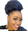 Brasilianska Virgin 120g / Lot Ponytails Afro Kinky Curly 10-16INCH Naturlig färg 100% Human Hair Afro-Puff Curl Ponytail