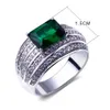 2021 Kostium Kobiet Biżuteria Ring Drop Drop Pave Square Green Blue and Clear CZ Kamienne Pierścienie Moda dla kobiet