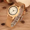 Montres-bracelets marron en cuir véritable montre en bois pour dame élégante femmes montre à Quartz de luxe arrivée 2021 Reloj Femenino