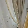 Cortinas de luxo para sala de estar arroz jacquard jacquard simulação cortina de seda feita sob encomenda cortinas de sombreamento físico 210712