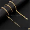 المعلقات Jewelryfashion Gold Sier Color Twisted Rope Chain للنساء الرجال 44/53/60 سم قلادة معدنية الحد الأدنى سلاسل المجوهرات قطرة