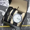 Wysokiej Jakości Mężczyźni Bransoletka Zestaw Simpl Watch Moda Chłopcy Zegarki Biznesowe Wristwatches 4 szt. Prezent z pudełkiem dla Męskie Dropshipping X0625