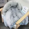 Vinter Kvinnor Denim Fur Hooded Coat Streetwear Lady Casual Jackor Parka Kvinna Singel Breasted Outwear 210922