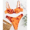 MYTENG Tie-Dye 2-teiliges Set Bikini V-Ausschnitt Badeanzug für Frauen Low Waist Push Up Badeanzug Bügel Bademode Tanga Biquini 210522