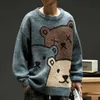 Cartoon Bear Sweater Men Winter Men Clothing Fashion Long Sleeve Knitted Pullover Sweater Oversized Cotton Coat 210929