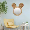 Wall-Mounted Rattan Handmade Decorative Rabbit Ear Monkey Dressing Makeup Mirror Hanging Round Decoration Compact Wall