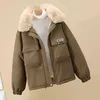 AZYT Winter Fur Collar Parkas Kobiety Casaako Feminino Lambswail Zagęścić Ciepła Kurtka Zimowa Kobieta Koreański Luźny Płaszcz Bawełniany 211130