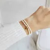 Braccialetto con lettera in acciaio inossidabile con perle d'acqua dolce naturale Moda classica A-z Bracciale regolabile iniziale Uomo Donna Accessorio quotidiano