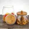 Butelki do przechowywania słoiki szklane szklane pojemniki do żywności pojemnik na mąkę kuchenną z bambusowymi drewnianymi pokrywkami