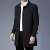 Abrigo de primavera para hombre Llegada de los hombres de negocios Casual Negro Caqui Chaqueta larga de calidad superior Trench sólido de un solo pecho 211011