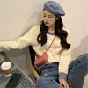 Nomikuma Koreansk Sweet Dot Kvinnor Pullover Tröja Hit Färg Långärmad O-Hals Stickade Toppar 2020 Höst Vinter Pull Femme 6c981 x0721