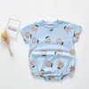 Summerbaby Bodysuit Erkek ve Kız 'Turuncu Desen Pamuk Kısa Kollu Cilt Creeper Bebek Kız Giysileri 210515