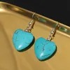 Women's Heart Tibetan Silver Turquoise Charm Oorbellen Dymtqe047 Mode Gift Nationale Stijl Dames DIY Oorbel